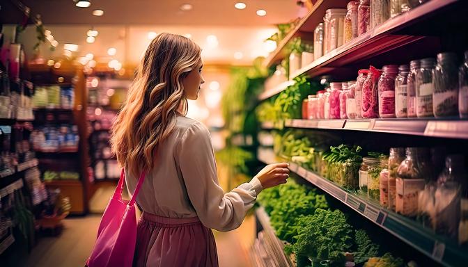 Woman shopping for sustainable produce